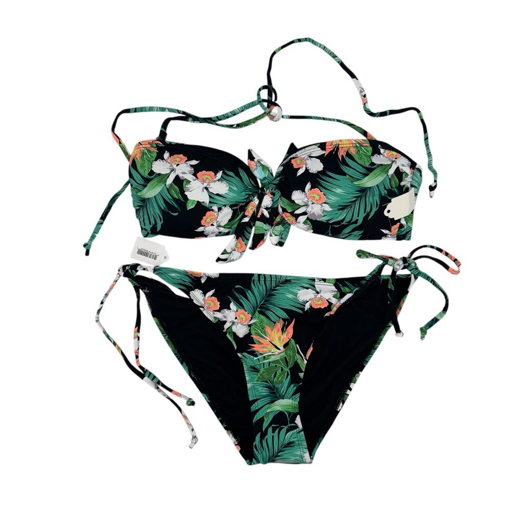 ARDENE *NEW* Tropical Floral 2-piece Swim Suit Size Medium String Bikini Lined
